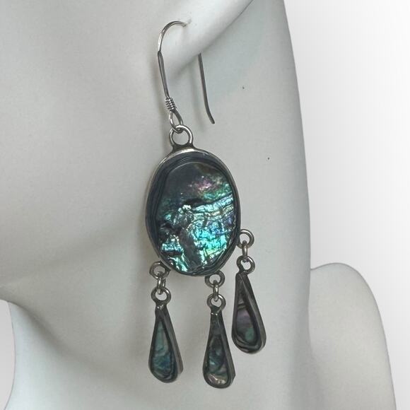 Vintage Abalone Chandelier Earrings - Picture 4 of 5
